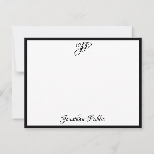 Black White Handwrited Script Monogram Sjabloon (Voorkant)