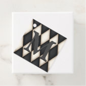 Black & White Harlequin Dramatic Custom Monogram Bedankjes Labels (In situ)