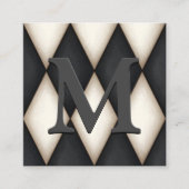 Black & White Harlequin Dramatic Custom Monogram Informatiekaartje (Voorkant)