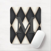 Black & White Harlequin Dramatic Custom Monogram Muismat (Met muis)