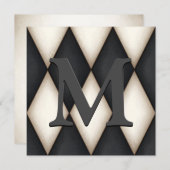Black & White Harlequin Dramatic Custom Monogram Notitiekaartje (Voorkant / Achterkant)