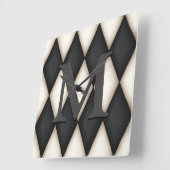 Black & White Harlequin Dramatic Custom Monogram Vierkante Klok (Hoek)
