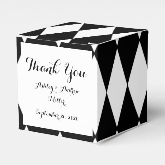 Black White Harlequin Pattern Bedankdoosjes (Voorkant Zijde)