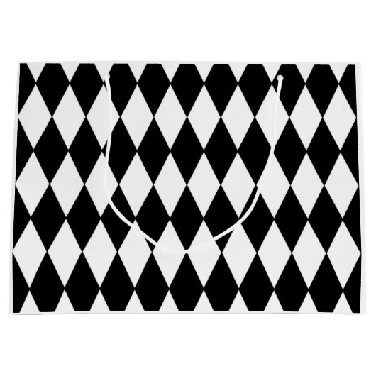 Black White Harlequin Pattern Groot Cadeauzakje (Voorkant)