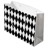 Black White Harlequin Pattern Groot Cadeauzakje (Achterkant Gekanteld)