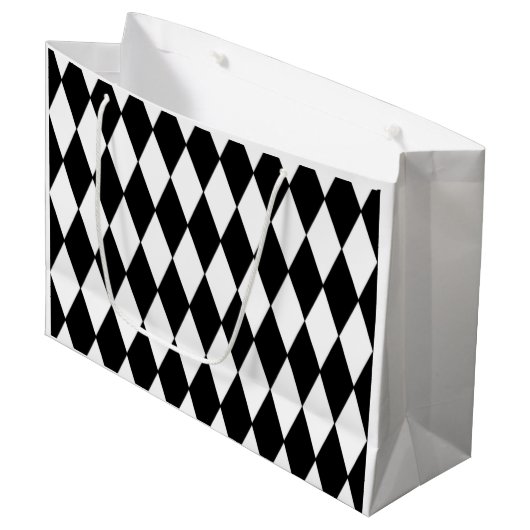 Black White Harlequin Pattern Groot Cadeauzakje (Voorkant Gekanteld)