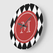 Black White Harlequin Pattern Grote Klok (Hoek)