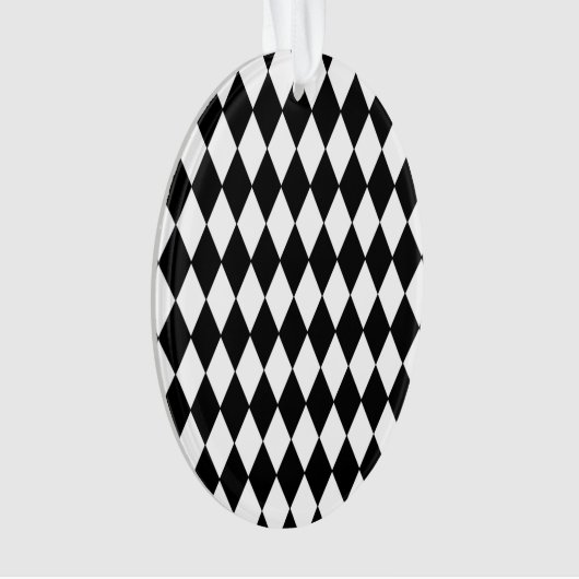 Black White Harlequin Pattern Ornament (voorkant)