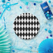Black White Harlequin Pattern Papieren Bordje (Feest)