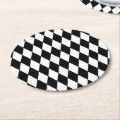 Black White Harlequin Pattern Ronde Kartonnen Onderzetter (Gebogen)