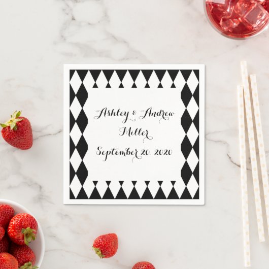 Black White Harlequin Pattern Servetten (Insitu)