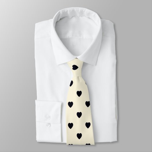 Black White Heart Imprimer Cravate Hommes (Attaché)