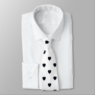 Black White Heart Imprimer Cravate Hommes