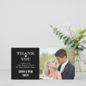 Black & White Heart Mariage Photo Merci Cartes (Debout devant)