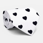 Black White Heart Print Mannen Stropdas (Opgerold)