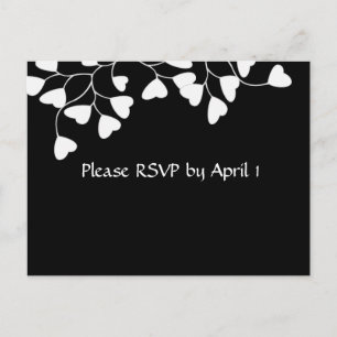 Black White Heart RSVP Uitnodiging Briefkaart