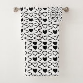 Black White Hearts Valentijn Pattern Bad Handdoek (Insitu)