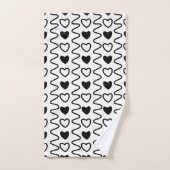 Black White Hearts Valentijn Pattern Bad Handdoek (Handdoek)