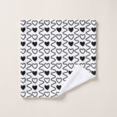 Black White Hearts Valentijn Pattern Bad Handdoek (Wasdoekje)