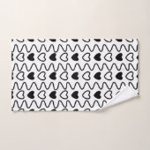 Black White Hearts Valentijn Pattern Bad Handdoek (Handdoek)