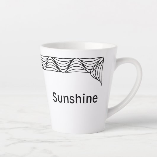 Black & White Heat Wave gepersonaliseerde latte Mo Latte Mok (Rechts)