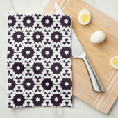 Black White Hexagon Star JustPattern Fabric Theedoek (Quarter Fold)