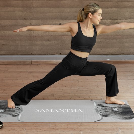 Black White Highland Koe Monogram naam Yogamat