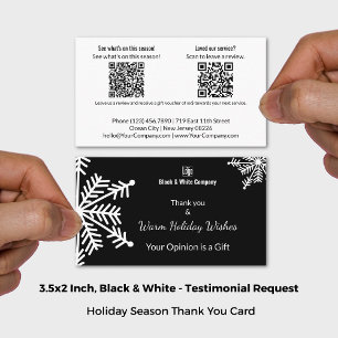 Black & White Holiday Getuigenis Aanvraag Visitekaartje