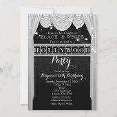 Black & White HOLLYWOOD Rideaux Invitations de fêt (Devant)