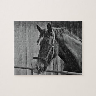 Black White Horse - Animal Photography Art Legpuzzel