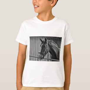 Black White Horse - Animal Photography Art T-shirt