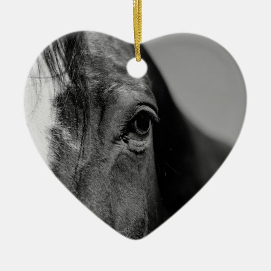 Black White Horse Eye Artwork Keramisch Ornament (Voorkant)