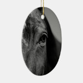 Black White Horse Eye Artwork Keramisch Ornament (Rechts)