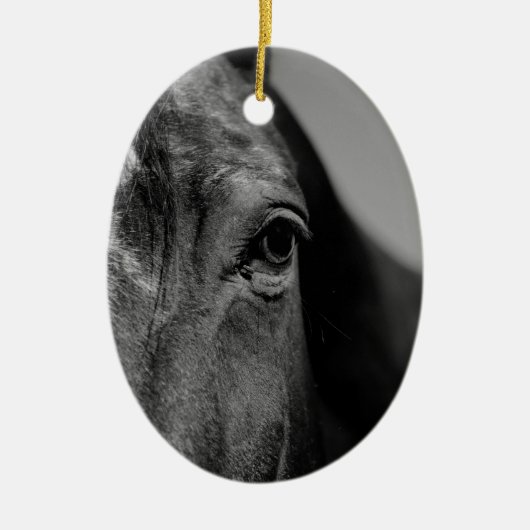 Black White Horse Eye Artwork Keramisch Ornament (Voorkant)