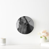 Black White Horse Eye Artwork Ronde Klok (Huis)