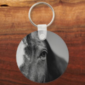 Black White Horse Eye Artwork Sleutelhanger (Voorkant)
