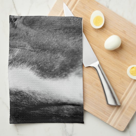 Black White Horse Eye Artwork Theedoek (Quarter Fold)