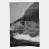 Black White Horse Eye Artwork Theedoek (Verticaal)