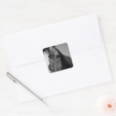 Black White Horse Eye Artwork Vierkante Sticker (Envelop)