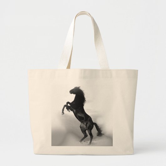 Black White Horse Grote Tote Bag (Voorkant)