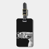 Black White Horse in de nacht close-up Bagagelabel (Voorkant verticaal)