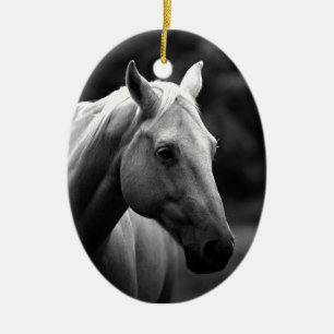 Black White Horse Keramisch Ornament