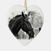 Black White Horse Sketch Keramisch Ornament (Rechts)