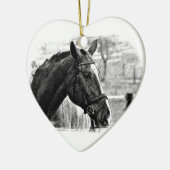 Black White Horse Sketch Keramisch Ornament (Links)