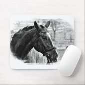 Black White Horse Sketch Muismat (Met muis)