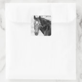 Black White Horse Vierkante Sticker (Tas)