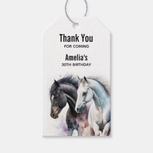 Black & White Horses in Waterverf Event Hartelijk  Cadeaulabel