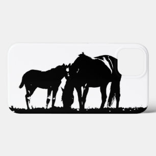 Black White Horses Silhouette iPhone 13 Hoesje