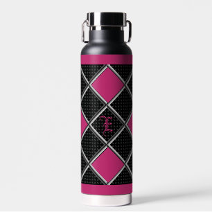 Black White Hot Pink Elegant Diamond Argile Waterfles