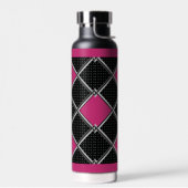 Black White Hot Pink Elegant Diamond Argile Waterfles (Links)